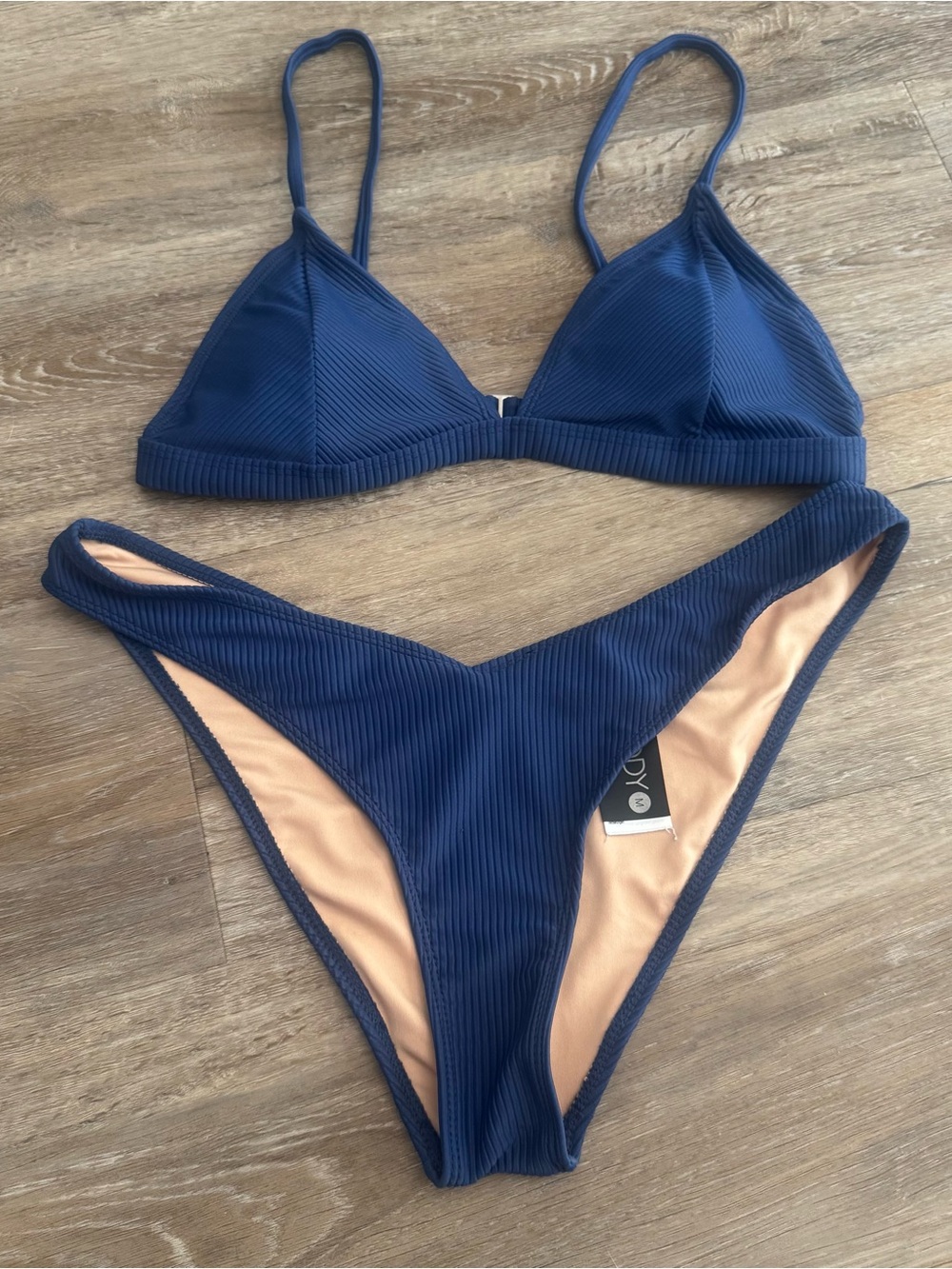 Cotton On Body Women's Medium Blue Bikini Ribbed Vacation Beach M 2 Piece M
